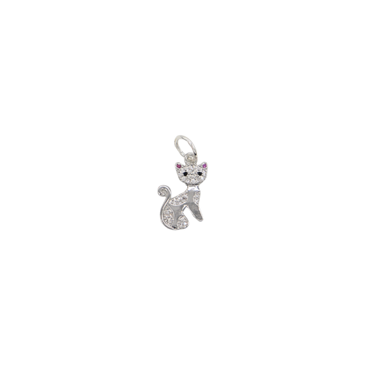 Silver Sparkle Cat Charm