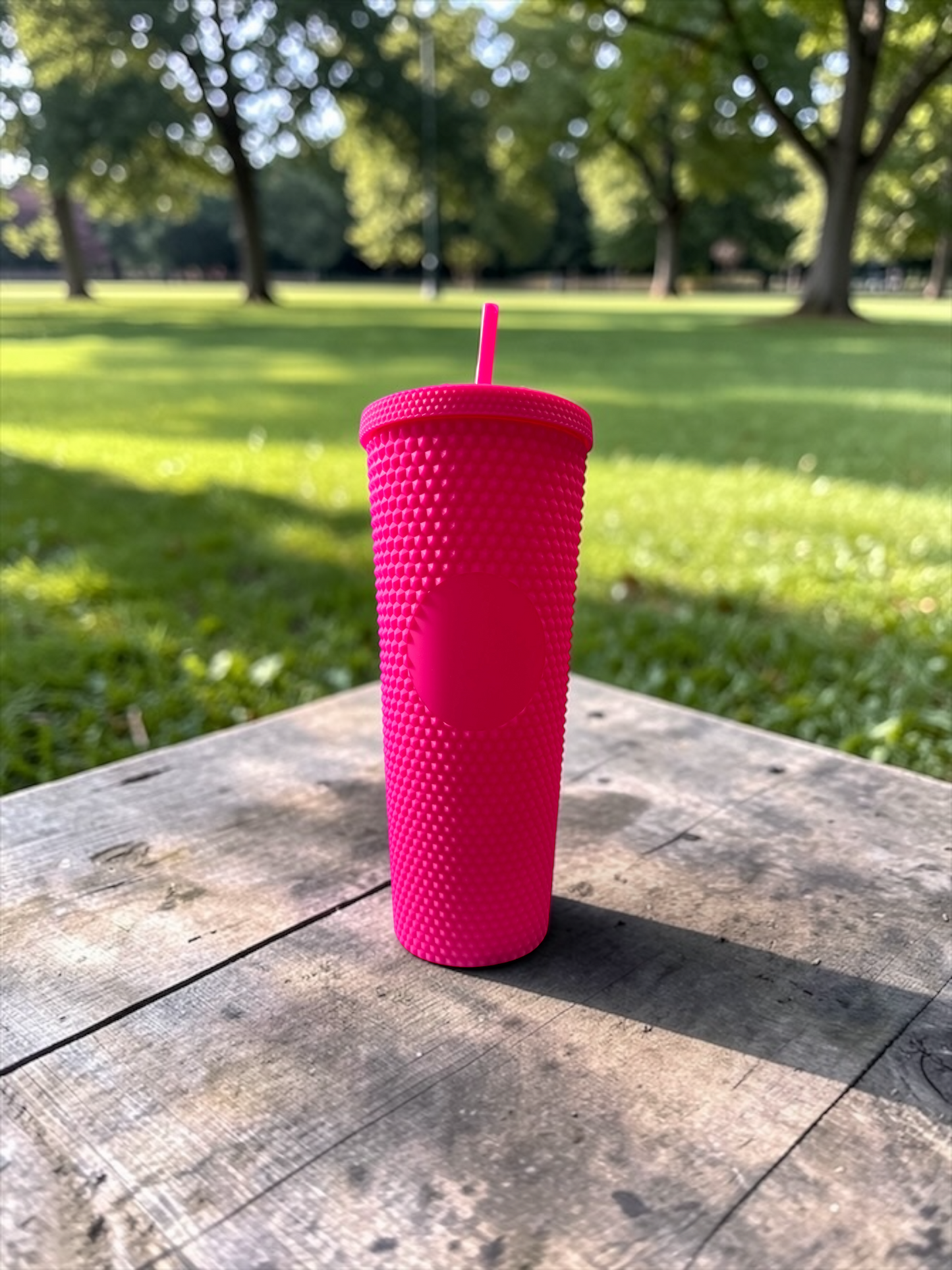 Matte Glossy Neon Pink 24oz Double Wall Studded Tumbler