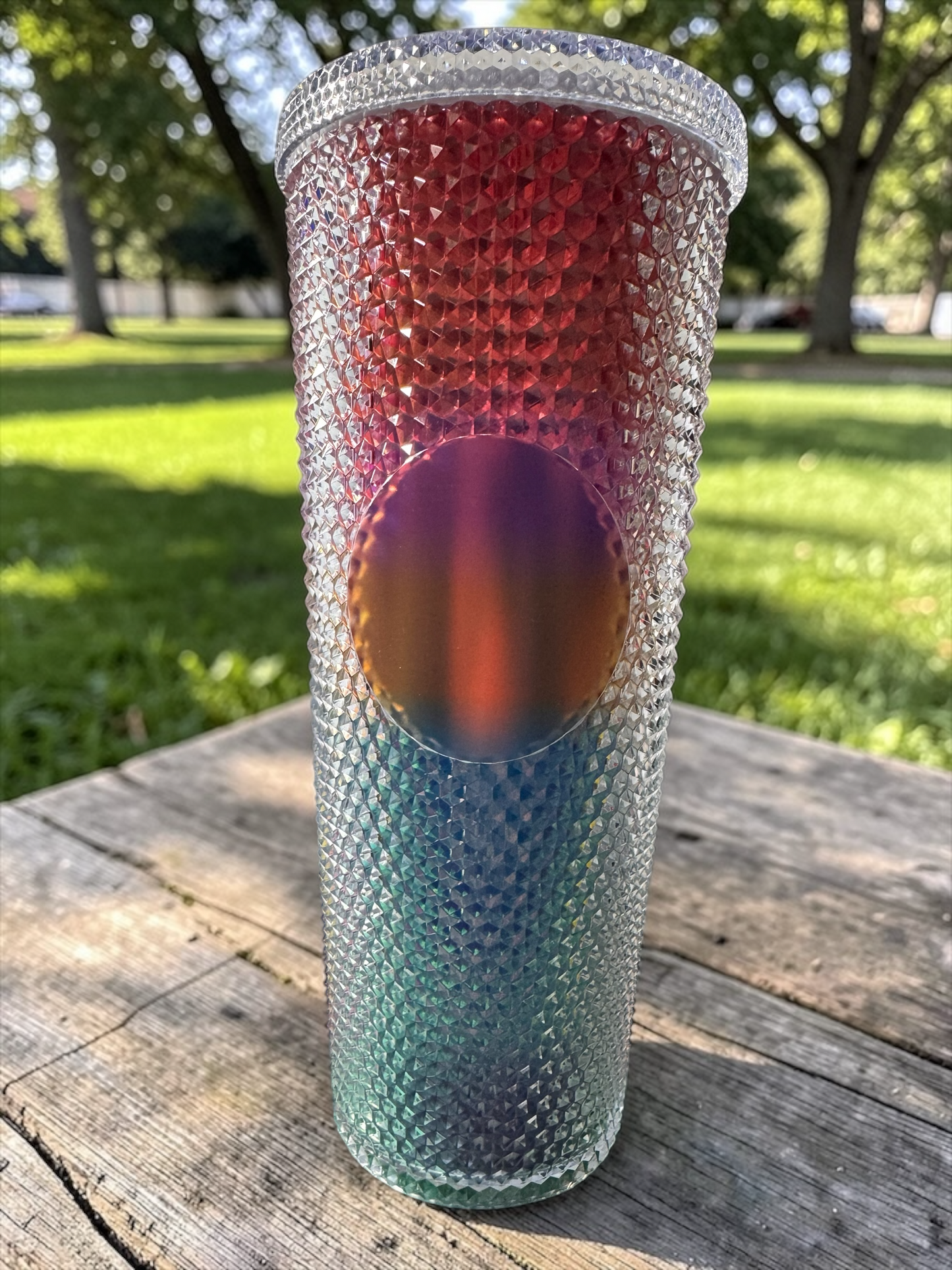 Rainbow Glossy 24oz Double Wall Studded Tumbler