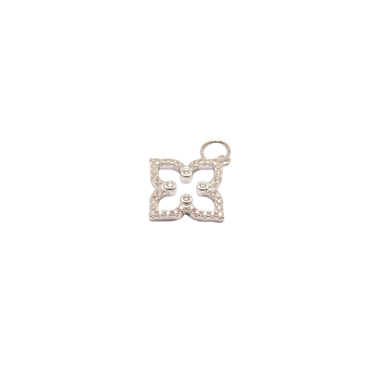 Silver Pave' 4-Point Flower Charm