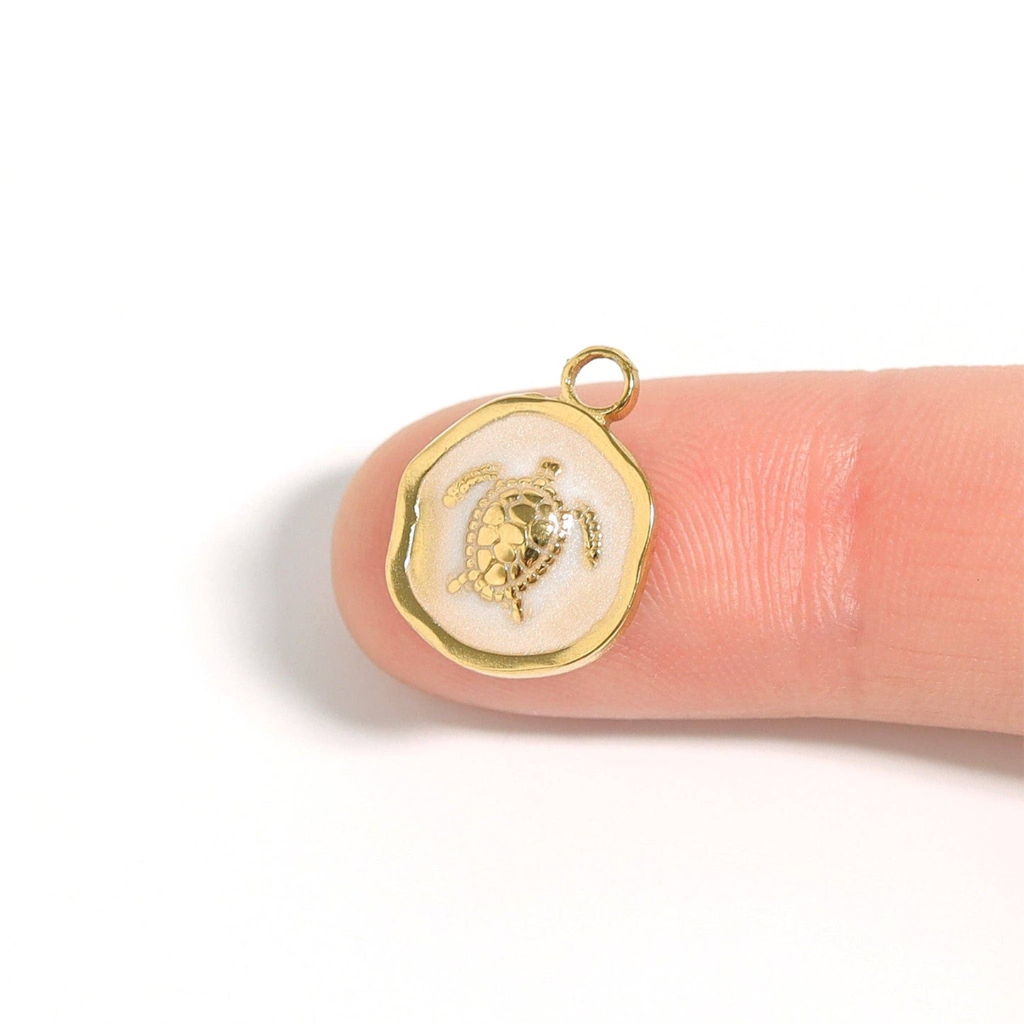 18K Sea Turtle Epoxy Charm