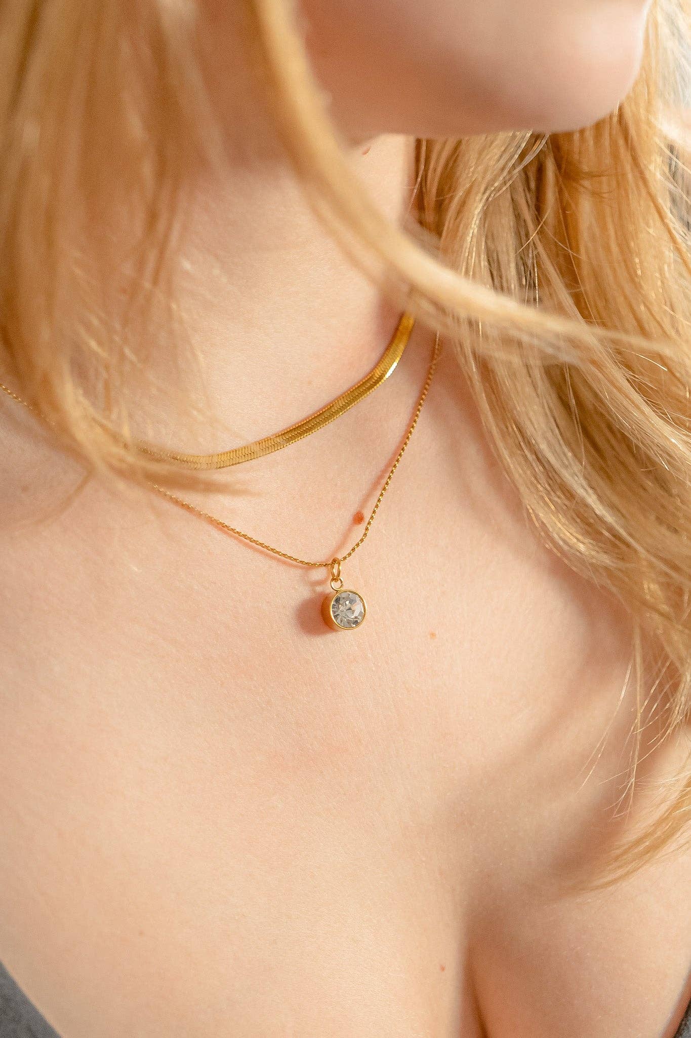18K Gold Round Birthstone Charm (8mm)