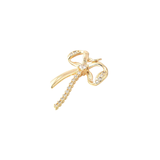 Gold Nova Bow with Cubic Zirconia Charm
