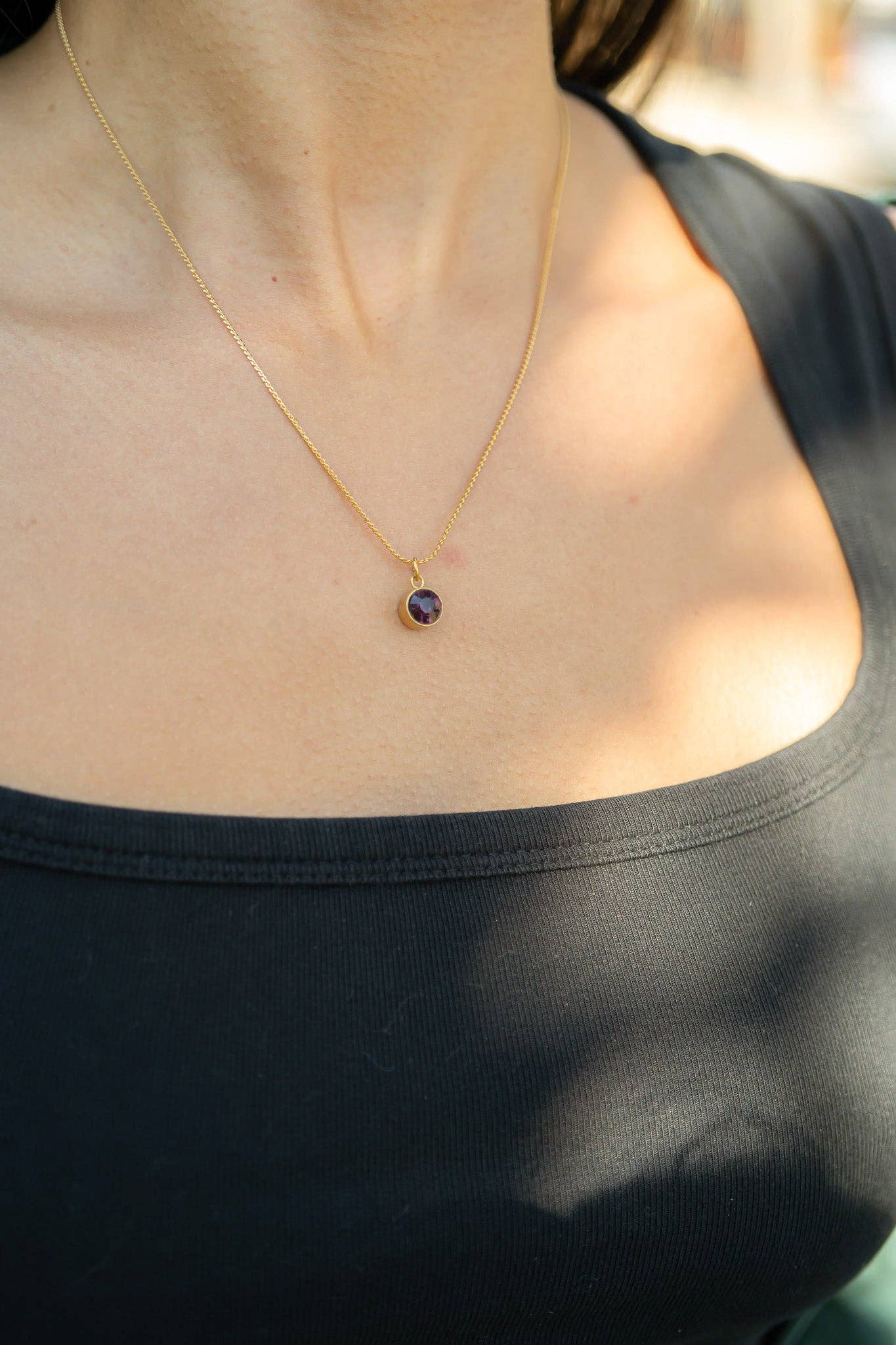 18K Gold Round Birthstone Charm (8mm)
