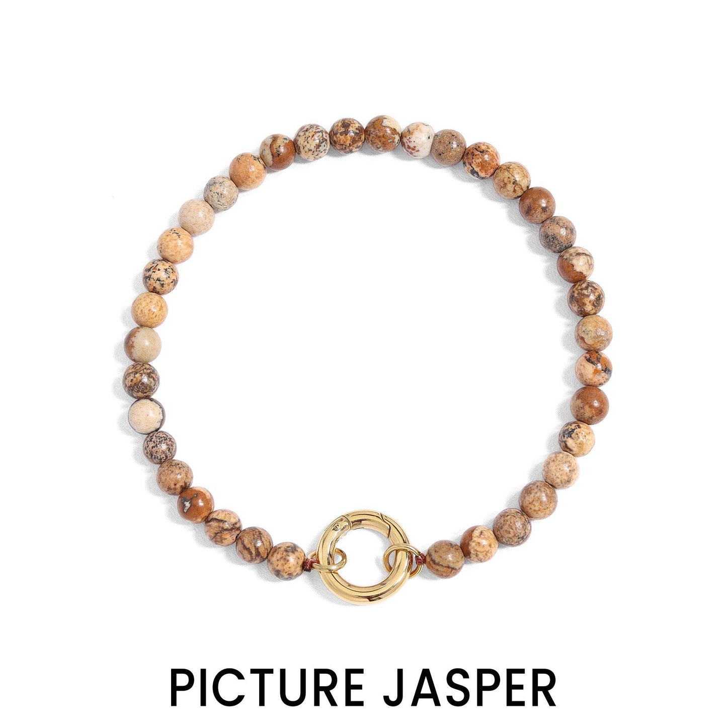 18K Gold PVD Stainless Steel Semi Precious Natural Stone Charm Keeper Bracelet