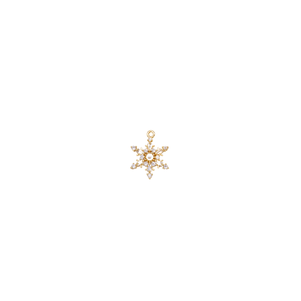 Gold Sparkly Pearl Snowflake Charm