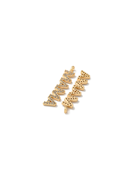 Gold Pave "MAMA" Bar Charm