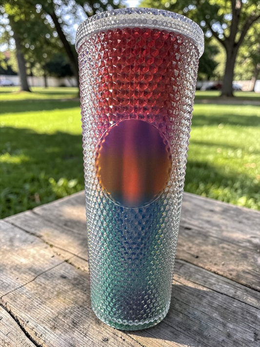 Rainbow Glossy  24oz Double Wall Studded Tumbler