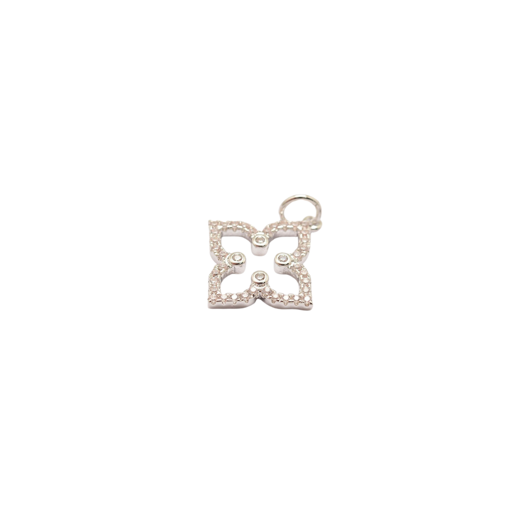Silver Pave' 4-Point Flower Charm