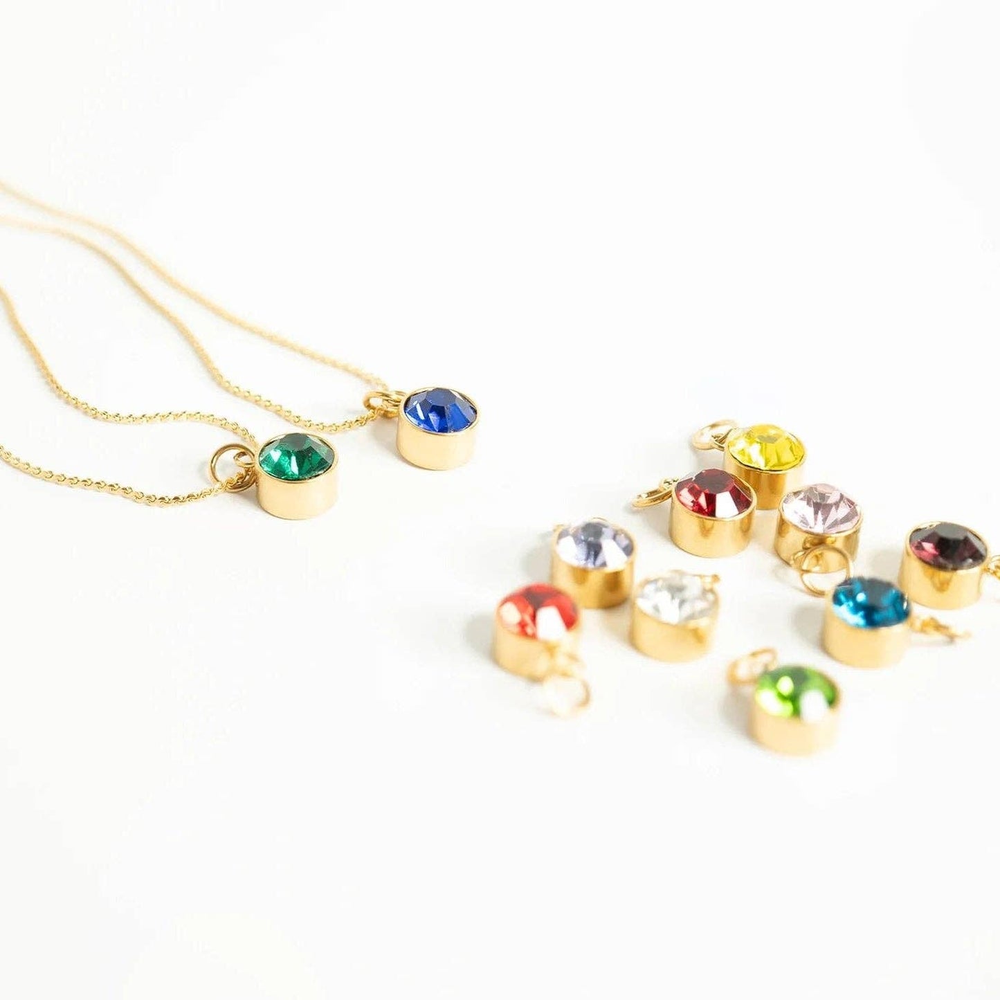 18K Gold Round Birthstone Charm (8mm)