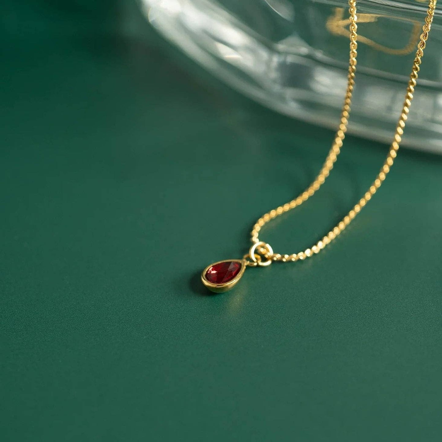 18K Gold PVD Teardrop Birthstone Charm