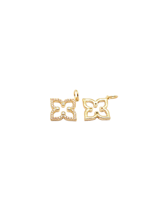 Gold Pave 4-Point Flower Charm